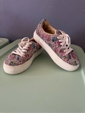 Betsey Johnson Sidny Women’s Sneakers in Pink Floral Multi size 6.5
